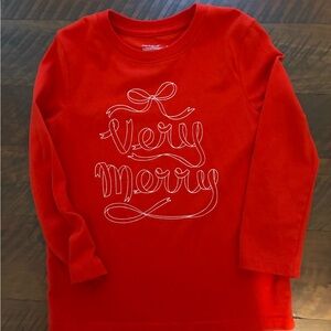 Cat & Jack Red 'Very Merry' Long Sleeve Tee